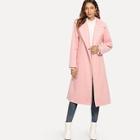 Shein Tie Sleeve Frill Trim Foldover Front Coat