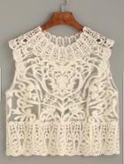 Shein Apricoit Mesh Embroidered Tank Top
