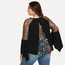 Shein Plus Embroidery Contrast Mesh Tee