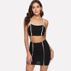 Shein Contrast Binding Crop Cami Top & Skirts Set
