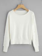 Shein Pearl Beading Soft Knit Sweater