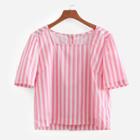 Shein Contrast Stripe Button Back Blouse
