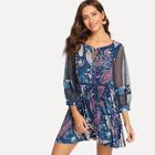 Shein Sheer Bishop Sleeve Paisley Dress