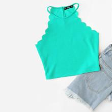 Shein Crop Scalloped Halter Top