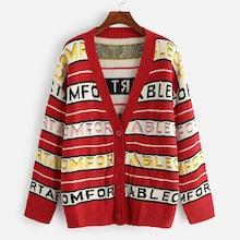 Shein Plus Letter Pattern Knit Coat