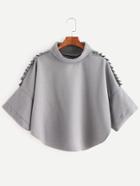Shein Grey Turtleneck Ruffle Trim Poncho Coat