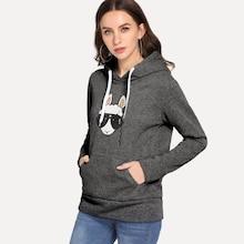 Shein Letter And Sheep Print Hooded Sweatshirt