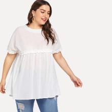 Shein Plus Plunging Neck Frill Detail Blouse