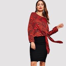 Shein Animal Print Knot Side Top