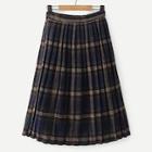 Shein Elastic Waist Plaid Pleated Skirt