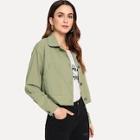 Shein Pocket Patched Buttoned Crop Jacket