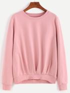 Shein Pink Pleated Drape Front Sweatshirt