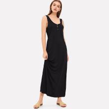 Shein Button Embellished Solid Fitted Dress