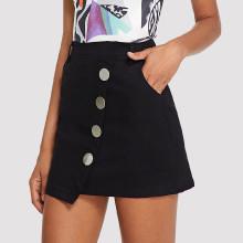 Shein Asymmetrical Hem Single Breasted Skirt