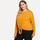 Shein Plus Knot Hem Pearl Beading T-shirt