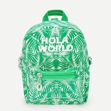 Shein Girls Leaf Print Backpack