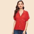 Shein Notched Collar Pocket Patched Shirt