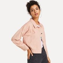 Shein Solid Button Decoration Back Jacket