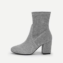 Shein Glitter Design Block Heeled Boots