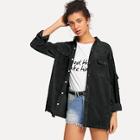 Shein Solid Double Pocket Corduroy Coat