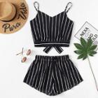 Shein Striped Knot Back Cami Top With Shorts