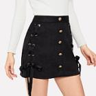 Shein Lace Up Button Front Skirt