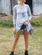 Shein Grey Crew Neck Dip Hem T-shirt