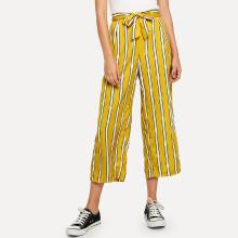 Shein Knot Front Vertical Stripe Wide Leg Pants