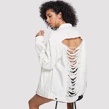 Shein White Wash Distressed Denim Jacket