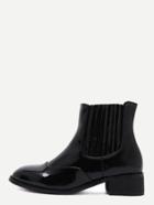 Shein Black Patent Leather Almond Toe Chelsea Boots