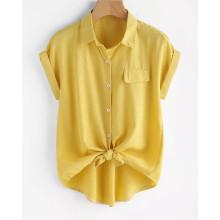 Shein Plus Single Breasted Knot Blouse