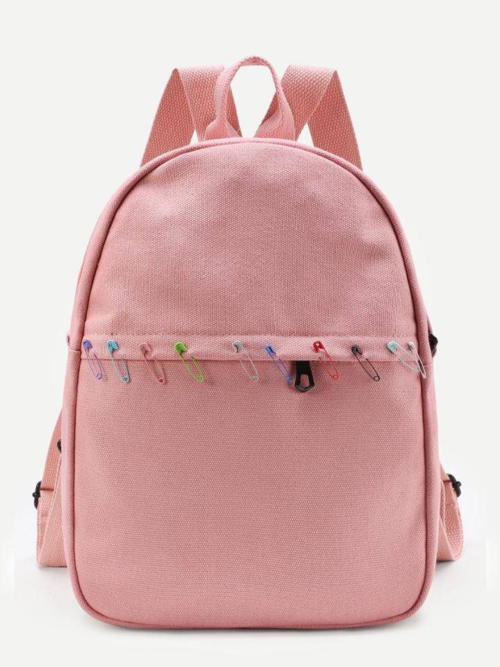 Shein Paper Clip Decorated Canvas Backpack