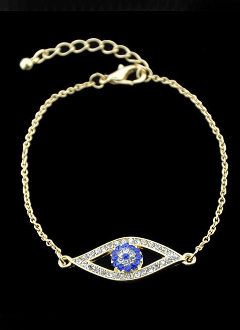Shein Gold With Diamond Eye Pattern Link Bracelet