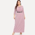 Shein Plus Single Breasted Belted Dress