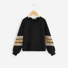 Shein Girls Sequin Contrast Tunic Pullover