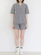 Shein Contrast Binding Gingham Shirt & Shorts Pj Set