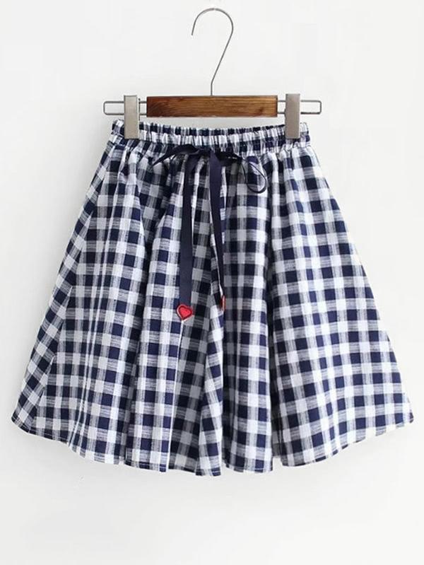 Shein Tie Waist Gingham Skirt
