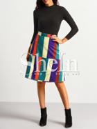 Shein High Waist Patchwork A Line Skirt
