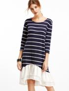 Shein Contrast Striped Ruffle Hem High Low Dress