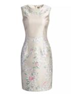 Shein Apricot Round Neck Sleeveless Floral Print Dress