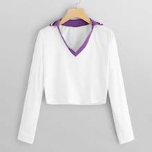 Shein Color Block V-neck Crop Top