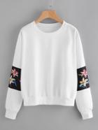Shein Contrast Floral Print Panel Sweatshirt