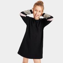 Shein Girls Drop Shoulder Color Block Sweatshirt Dress