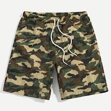 Shein Men Drawstring Waist Camo Shorts