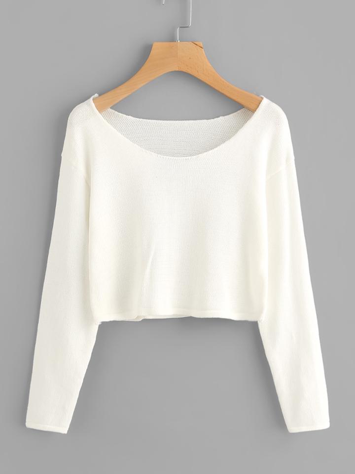 Shein Drop Shoulder Crop Knit Sweater