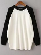 Shein Black Contrast Raglan Sleeve Ribbed Trim Knitwear