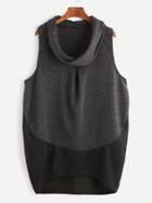 Shein Cowl Neck Dip Hem Contrast Top