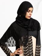 Shein Black Flower Lace Hijab Scarf
