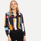 Shein V Neck Geometric Print Blouse