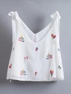 Shein Double V Neck Knot Detail Sleeveless Top